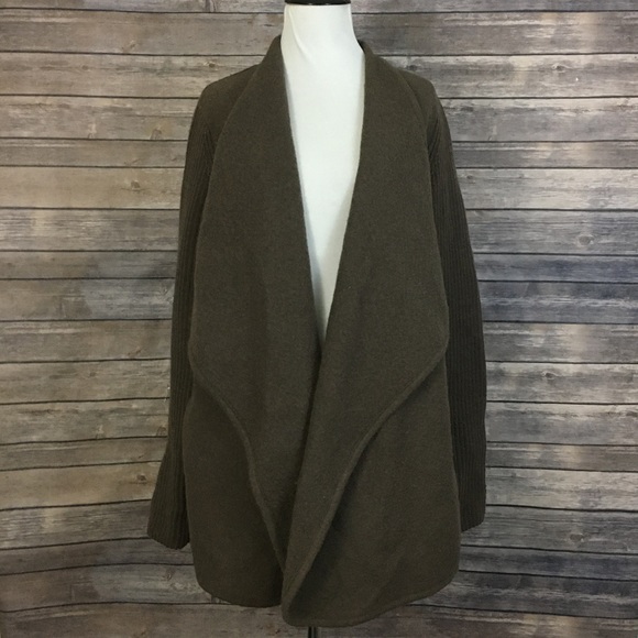 Vince Brown Boiled Wool Sweater Jacket - Picture 3 of 8